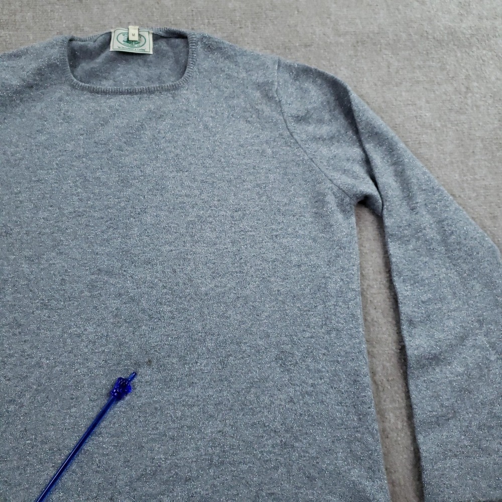 McCulley's Sweater Womens Medium Gray Glittery Knit‎ Crewneck Pullover Cashmere - Picture 10 of 14